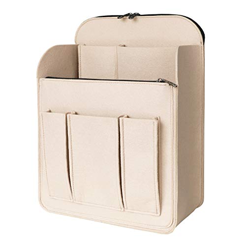 APSOONSELL Large Backpack Organizer Insert Felt Bag Organizer with Zipper Backpack Shaper Foldable Tote Organizer for Rucksack Shoulder Bag, Beige, M