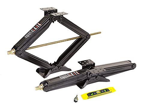 ROCKMAN RV Camper Trailer Stabilizer Leveling Scissor Jacks w/Socket & Level 24' 5000lbs Set 2