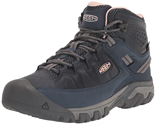KEEN Women's Targhee 3 Mid Height Waterproof Hiking Boots, Vintage Indigo/Peachy, 8