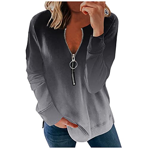 Login,Comfy Sweatshirt Women Tops O Neck Daily Tops Track Suits Women (Grey-3, XL)