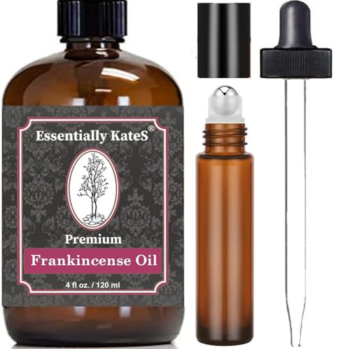 Essentially Kates Premium Frankincense Oil 4 oz – 100% Pure, Natural and Therapeutic – Tones & Evens Skin – Relaxes Muscle Soreness for Knees, Elbows, HIPS, Hands, Shoulders and Legs