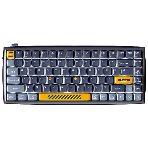 DURGOD K710 Wireless Keyboard, 84 Keys Mechanical Keyboard for Windows/macOs/iOS/Android/Linux, Bluetooth/2.4GHz Wireless Connect up to 3 Devices, Tactile Brown Switch, Navy Blue