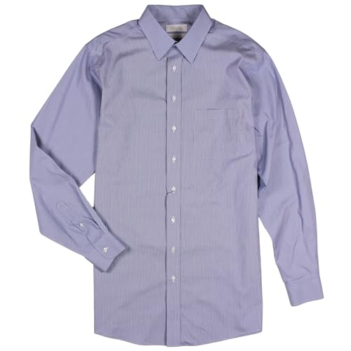 Gold Label Men's Big and Tall Point Collar Dress Shirt Long Sleeve with Pocket, Non-Iron Wrinkle-Resistant (17.5 x 36/37 Tall, Marine Blue 341)