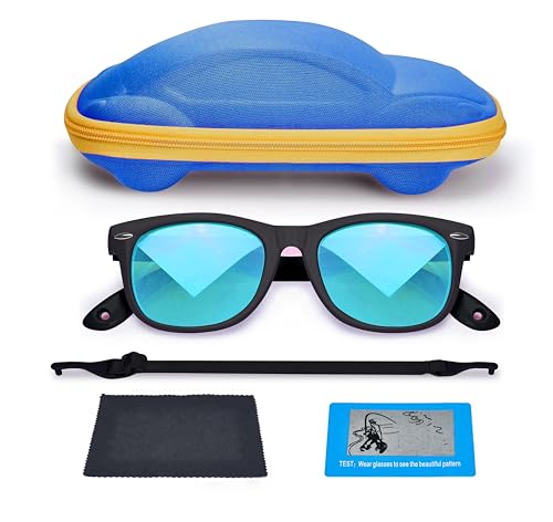 azuza Silicon Kids Sunglasses Unbreakable Polarized UV400 with Cute Car Case For Toddler Boys and Girls 3-12 (Kids Sunglasses 1)