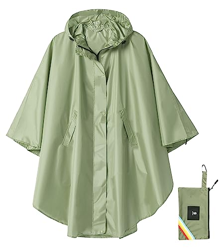 SaphiRose Unisex Poncho Raincoat Lightweight Rain Poncho for Adults Men Women(Green) One Size