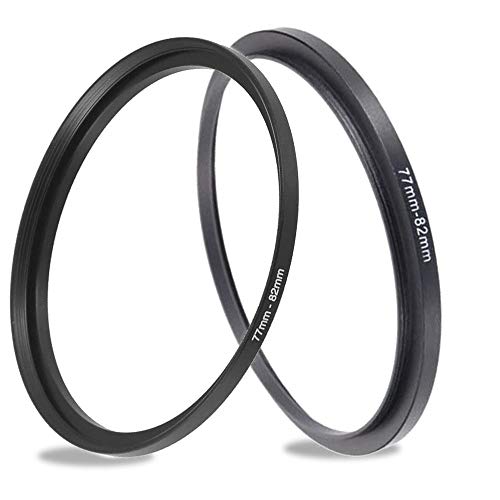 77mm-82mm Step Up Ring(77mm Lens to 82mm Filter, Hood,Lens Converter and Other Accessories) (2 Packs), Fire Rock 77-82 Aerometal Camera Lens Filter Adapter Ring