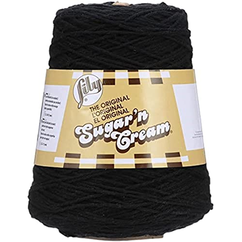 Lily Sugar N Cream Cones Black Yarn - 1 Pack of 14oz/400g - Cotton - #4 Medium - 706 Yards - Knitting/Crochet
