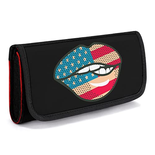 American Lip Flag Carrying Case for Switch Portable Travel Storage Bag Protective Pouch with 5 Game Card Slots