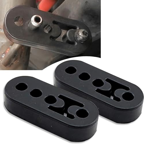 gunhunt 2 PCS 4 Holes Exhaust Rubber Hanger, High-density Muffler Exhaust Hanger, Adjustable Exhaust Pipe Support Bracket, Universal Bushing Muffler Insulator Shock Absorbent Mount Bracket (Black)