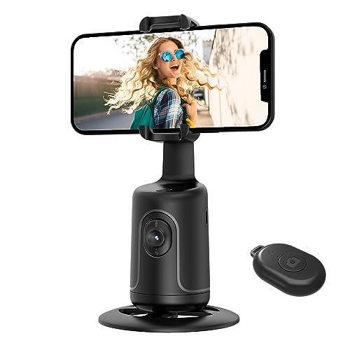 Auto Face Tracking Tripod, 360° Rotation Body Phone Camera Mount Smart Shooting Holder with Remote Selfie Stick, No App, Gesture Control, for Vlog, Tiktok
