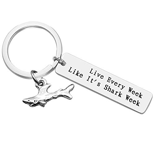 Dabihu Shark Keychain Shark Lover Gift Shark Stuff Diver Gifts Shark Lovers Keychain Shark Girl Jewelry Coworker Friends Keyring Shark Colleague Gift - Live Every Week Like It's Shark Week