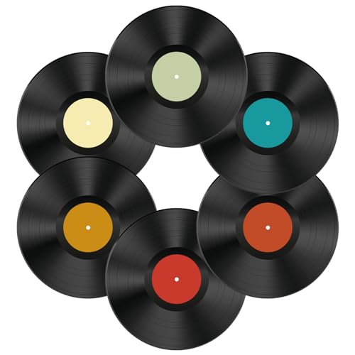 Leptetek 6PCS Real Vinyl Records, Lot of 12' Vinyl Records for Crafts & Decoration, Vinyl Record Decorations for Wall Aesthetic, 70s 80s 90s Rock & Roll Music Party Decor