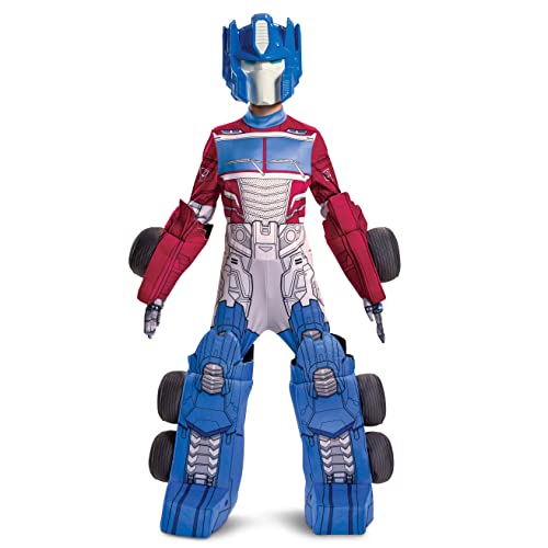 Disguise Optimus Prime Costume, Official Converting Transformer Costumes for Boys, Convertible Character Suit, Kids Size Medium (7-8) Blue & Red