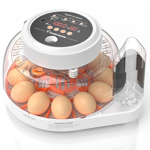 EVERYGROW 12 Egg Incubator for Hatching Eggs with Humidity Display, Automatic Egg Turner and Egg Candle Tester, Humidity Temperature Control Incubators for Chickens Ducks Quails Eggs