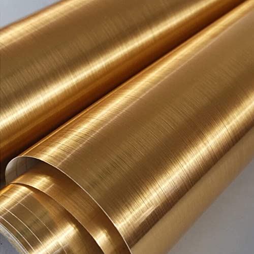 Gold Stainless Steel Wallpaper Self-Adhesive Cleanable Removable Peel and Stick Refrigerator Speaker Dryer Cabinet Oven Appliances Furniture Renovation Kitchen Glitter Wallpaper 17.71' X 78.7'