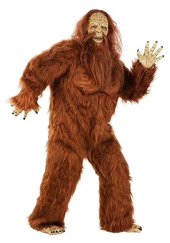 Authentic Plus Size Adult Jack Links Sasquatch Costume, Furry Bigfoot Mascot with Mask for Halloween & Cosplay 2X