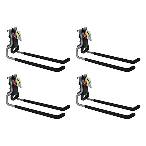 Rubbermaid Fasttrack Wall Mounted Garage Storage Utility Multi Hook for Tools, Chairs, Hose, Equipment, and Other Items, Supports 50 Lbs Each (4 Pack)