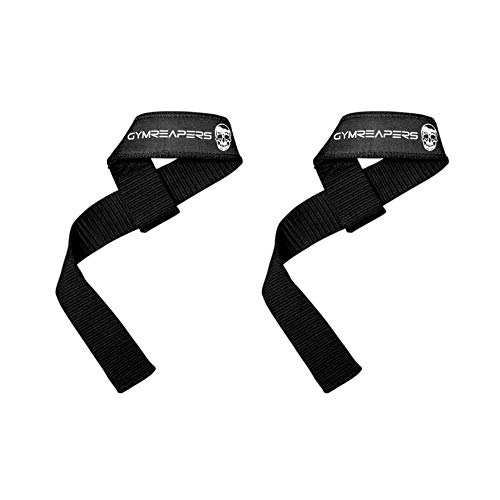 Gymreapers Lifting Wrist Straps For Weightlifting, Bodybuilding, Powerlifting, Strength Training, & Deadlifts - Padded Neoprene with 18' cotton (Black - No Padding)