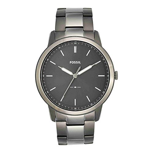 Fossil Men's Minimalist Quartz Stainless Steel Three-Hand Watch, Color: Smoke (Model: FS5459)