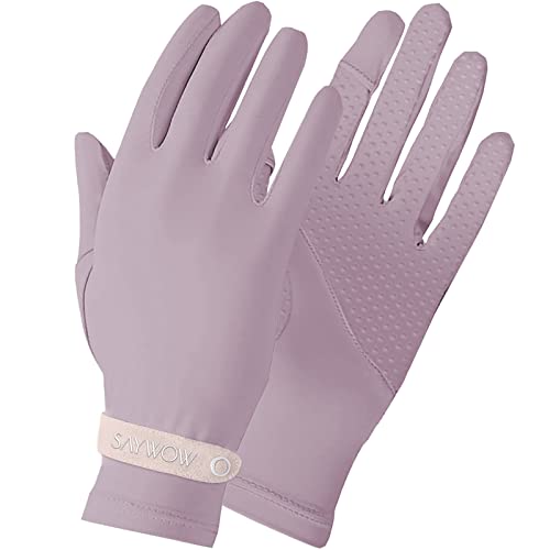 SayWow UV Sun Protection Gloves for Women Full Finger Touchscreen UPF 50+ for Golf, Driving, Hiking, Purple SGA-PUR