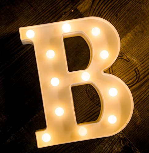 Foaky LED Letter Lights Sign Marquee Light Up Letters Sign for Night Light Wedding/Birthday Party Battery Powered Christmas Lamp Home Bar Decoration(B)