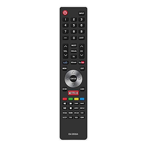 Gvirtue EN-33926A Remote Control Compatible Replacement for Hisense EN33926A TV Remote, Applicable 32K366W 40K366WB 32K20DW 32K20W 40H5 50K610GWN 55K610GWN XV5849 32H5B 40H5B 40K366WN 48H5 50H5B
