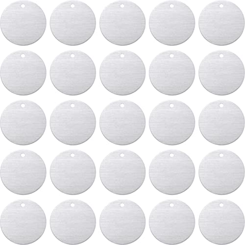 Metal Stamping Blank Tags Aluminum Stamping Blanks Metal Tags for Stamping 1 Inch Stamping Blanks Metal Blanks for Stamping Jewelry Round with Hole Aluminum 0.06 Inch Thickness(100 Pieces)