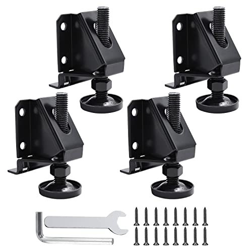 Leg Leveler, 4 Pack Leveling Feet, Heavy Duty Adjustable Furniture Leveler Legs, with Screws, Lock Nuts and Wrench, 2 inch Adjustable Height, for Furniture, Table, Cabinets(4 Pack Black)