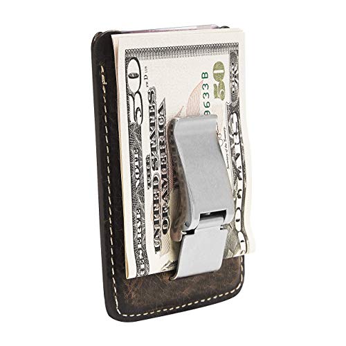HoJ Co. WYATT Money Clip Wallet | Minimalist Card Wallet with Money Clip | Slim Front Pocket Wallet | Full Grain Leather Men's Wallet