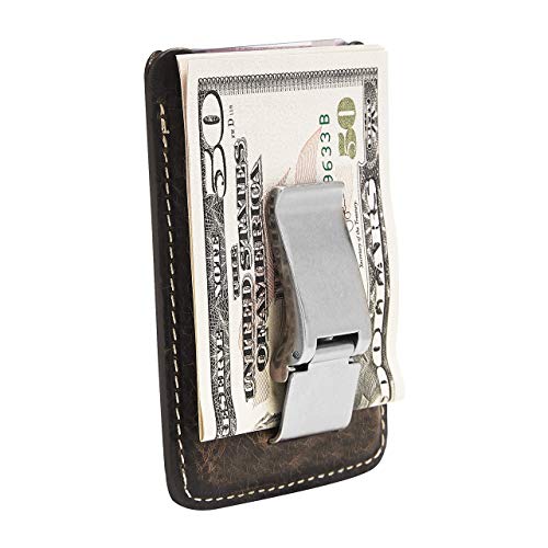 House of Jack Co. WYATT Money Clip Wallet | Minimalist Card Holder with Money Clip | Slim Front Pocket Wallet | Full Grain Leather Men's Wallet