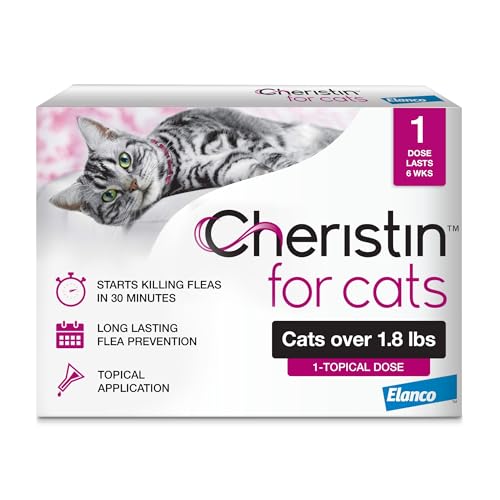 Cheristin for Cats Topical Flea Prevention – Starts Killing Fleas in 30 Minutes, 1 Dose