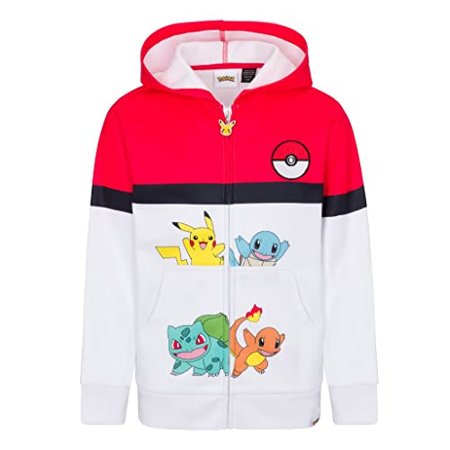 Pokemon Hoodie - Poke Ball Character Hooded Zip Sweatshirt for Youth Boys, Girls and Teens Ages 4-18, Multicolored, X-Small