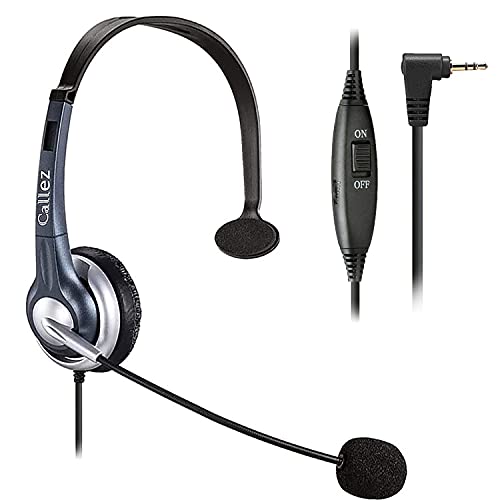 Callez Phone Headset with Noise Cancelling Microphone and Volume Control, Office 2.5mm Telephone Headsets Compatible with Panasonic AT&T ML17929 Vtech Uniden Cisco Grandstream Cordless Phones