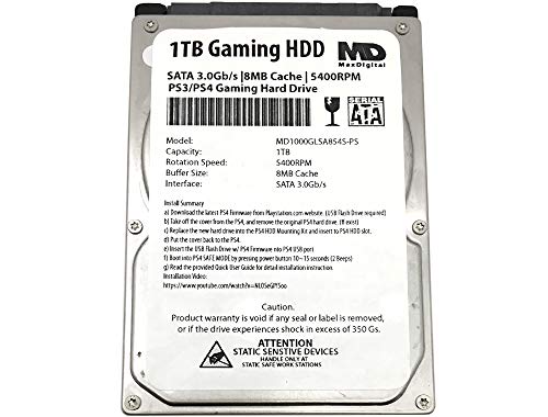 MaxDigitalData (MD1000GLSA854-PS) 1TB 5400RPM 8MB Cache (9.5mm) SATA 3.0Gb/s 2.5' Gaming Hard Drive (for PS3/PS4) - 2 Year Warranty