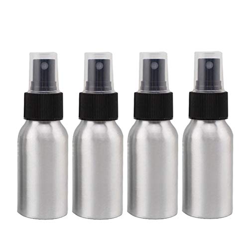 Furnido 1.72oz Aluminium Essential Oil Spray Bottle Refillable Perfume Fine Mist Atomiser Empty Beauty Metal Spray Bottles Cosmetic Packaging Container Travel subpackage Bottles 4-Pack (Black Caps)