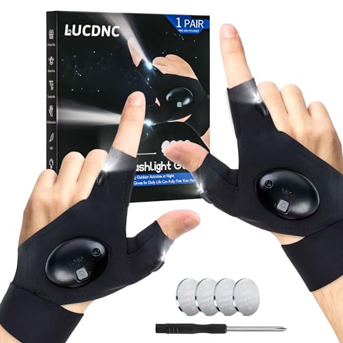 LUCDNC LED Flashlight Gloves Gifts for Men Dad Husband,Christmas Gifts Stocking Stuffers for Adults,Cool Gadget Tools Unique Men Gifts for Birthday,Fathers Day,Valentine'S Day,New Year's,Christmas