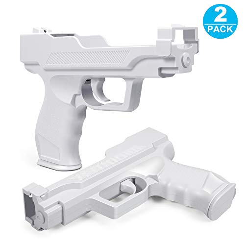 Motion Plus Gun Compatible with Nintendo Wii Controller + Wii Shooting Games (White,Set of 2)