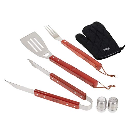 Wolfgang Puck 7-Piece BBQ Utensil Set with Apron (Renewed)