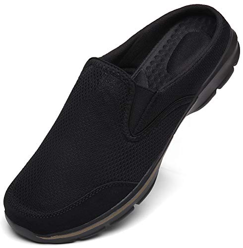 INMINPIN Unisex Slippers Casual Clog House Shoes Comfort Slip-On Walking Mules with Indoor Outdoor Anti-Skid Sole for Men and Women, All Black, 6 Women/4.5 Men
