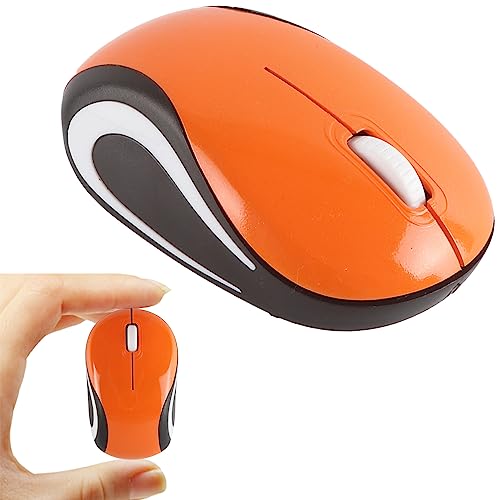 YOCUNKER Wireless Mini Mouse Ultra Portable, 1000DPI Computer Mouse Cordless, 2.4 GHz with USB Receiver, Optical Tracking, 3-Buttons, PC/Laptop (Orange)