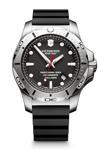 Victorinox I.N.O.X. Quartz Watch, Black, 45 mm, Rubber strap, Superluminova