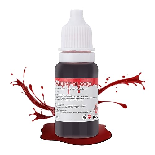 Mysense Dripping Fake Blood Makeup Washable,Realistic Vampire Blood for Eye Blood Drops Nose Bleeds,Halloween Liquid Blood for Clothes and SFX Cosplay Theatre Scar Wound Makeup,Dark,0.35oz(10ml)