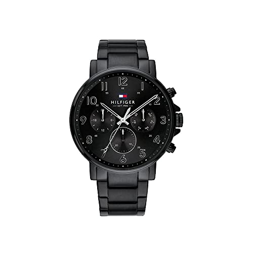 Tommy Hilfiger Men's Quartz Stainless Steel and Bracelet Dressy Watch, Color: Black (Model: 1710383)