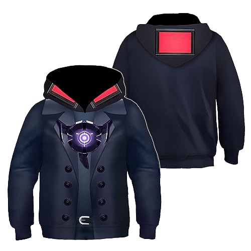 Skibidi Toilet Cosplay Costume for Kids Sweatshirt Game Speakerman TVman Camcorderman Monitorman Hoodies for Halloween Boys Dress Up (140, TV man)