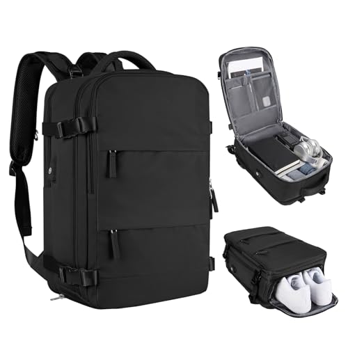 coofay Travel Backpack For Women Men Airline Approved Carry On Backpack Flight Approved Waterproof Sports Luggage Backpack Casual Daypack Small Hiking Backpack Black Backpack
