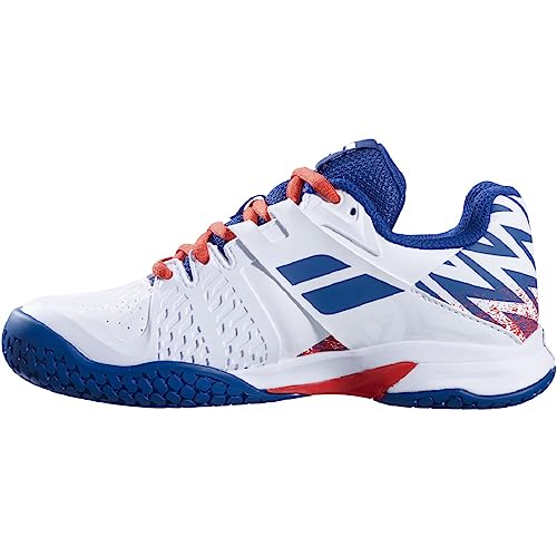 Babolat Junior Propulse All Court Tennis Shoe (White/Estate Blue)  (US Size 4)