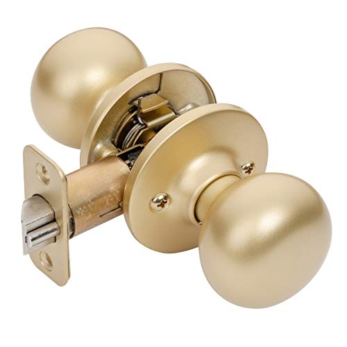 Designers Impressions Bedford Design Satin Brass Round Passage Door Knob (Hall & Closet)