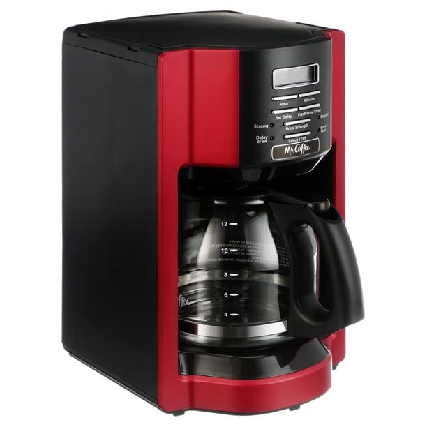 Mr. Coffee 12-Cup Coffee Maker, Black (Red)