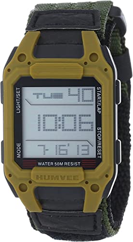 Humvee Men's Military Watch, Digital Recon Tan Nylon Strap Watch, Tactical Tough, Water Resistant, Face 32 X 52mm. Black, HMV-W-RCN-OD