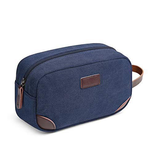 TOUPONS Men's Travel Toiletry Organizer Bag Canvas Shaving Dopp Kit TSA Approved (Blue)